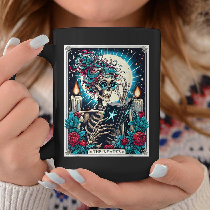 The Reader Tarot Card Book Lover Skeleton Reading Book Coffee Mug Unique Gifts