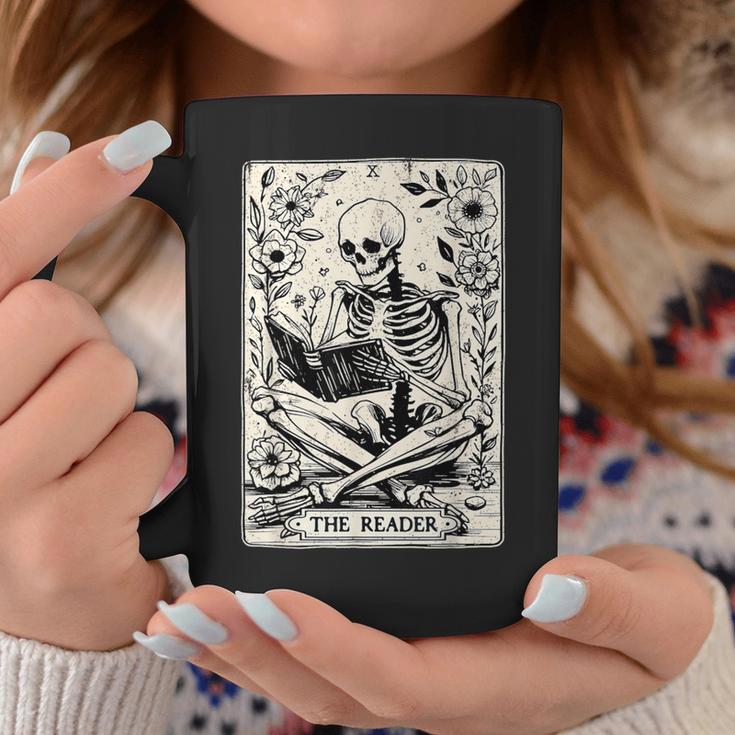 The Reader Tarot Card Skeleton Reading Book Books Coffee Mug Unique Gifts