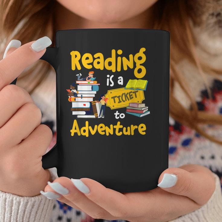Reading Is A Ticket To Adventure Library Coffee Mug Unique Gifts