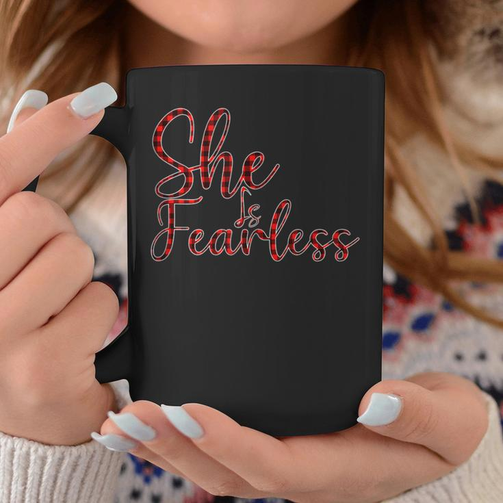 Red Plaid She Is Fearless Lumberjack Buffalo Matching Family Coffee Mug Unique Gifts