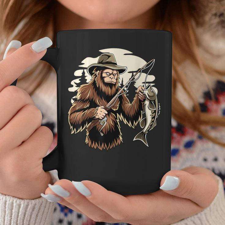 Retro Bigfoot Sasquatch Fishing Bassquatch Fisherman Coffee Mug Personalized Gifts