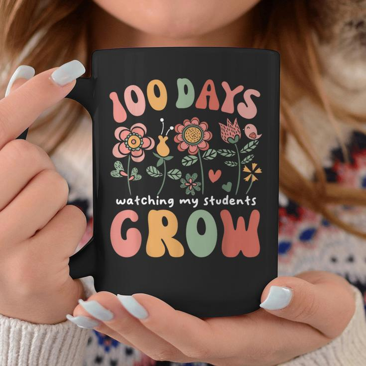 Retro Boho Flower Teacher 100 Days Watching My Students Grow Coffee Mug Funny Gifts
