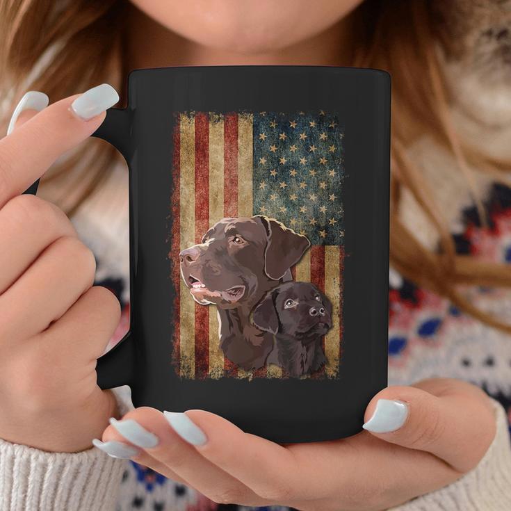 Retro Chocolate Lab With Usa Flag Chocolate Lab Dad Mom Coffee Mug Unique Gifts