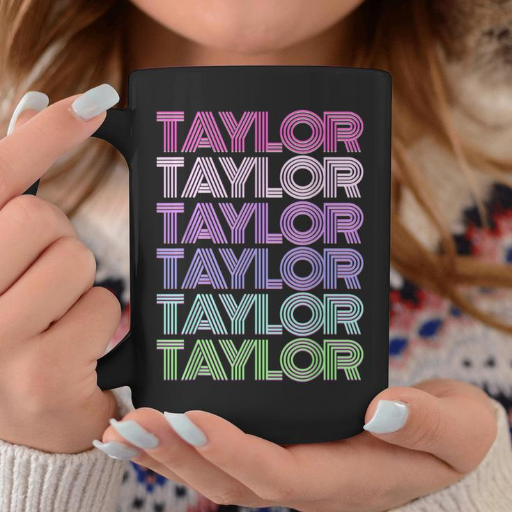 Retro First Name Taylor Girl Boy Surname Repeated Pattern Coffee Mug Funny Gifts