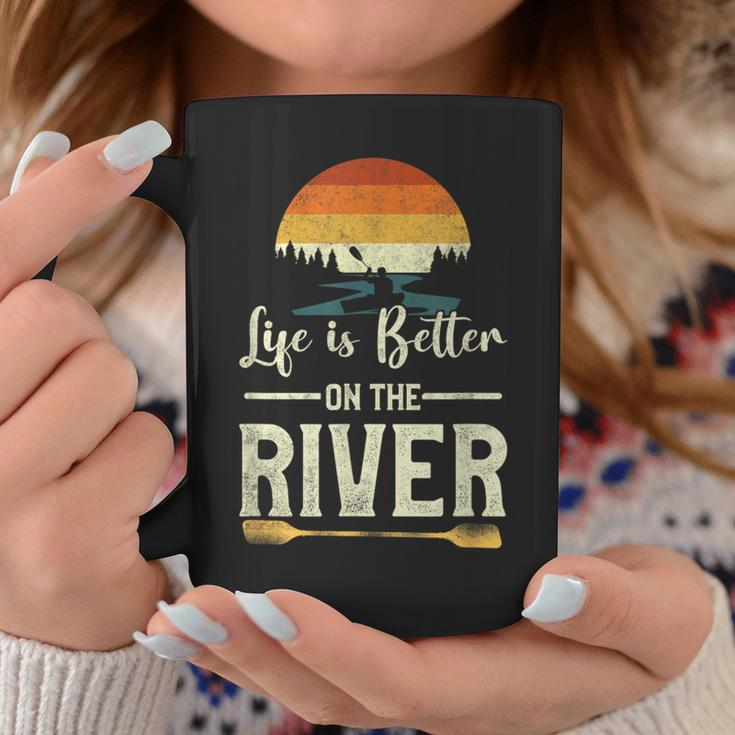 Retro Kayaking Life Is Better On The River Coffee Mug Unique Gifts