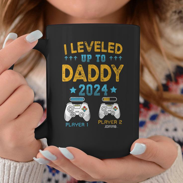 Retro I Leveled Up To Daddy 2024 First Time Dad Coffee Mug Funny Gifts