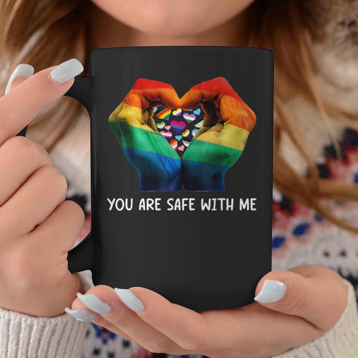 Retro You Are Safe With Me Rainbow Bi Transgender Lgbt Pride Coffee Mug Unique Gifts