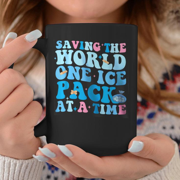 Retro Saving The World One Ice Pack At A Time School Nurse Coffee Mug Funny Gifts