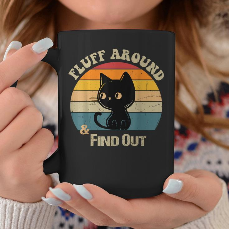 Retro Vintage Cat Fluff Around And Find Out Sayings Coffee Mug Funny Gifts
