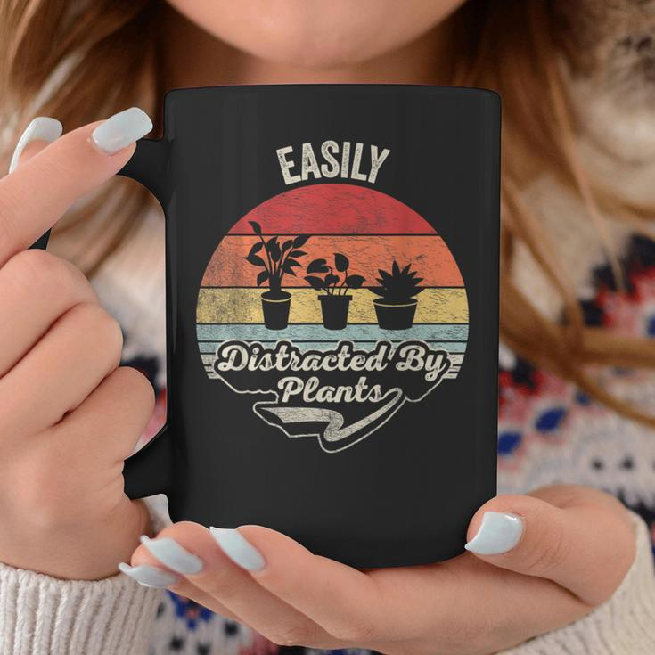 Retro Vintage Easily Distracted By Plants Gardening Coffee Mug Unique Gifts