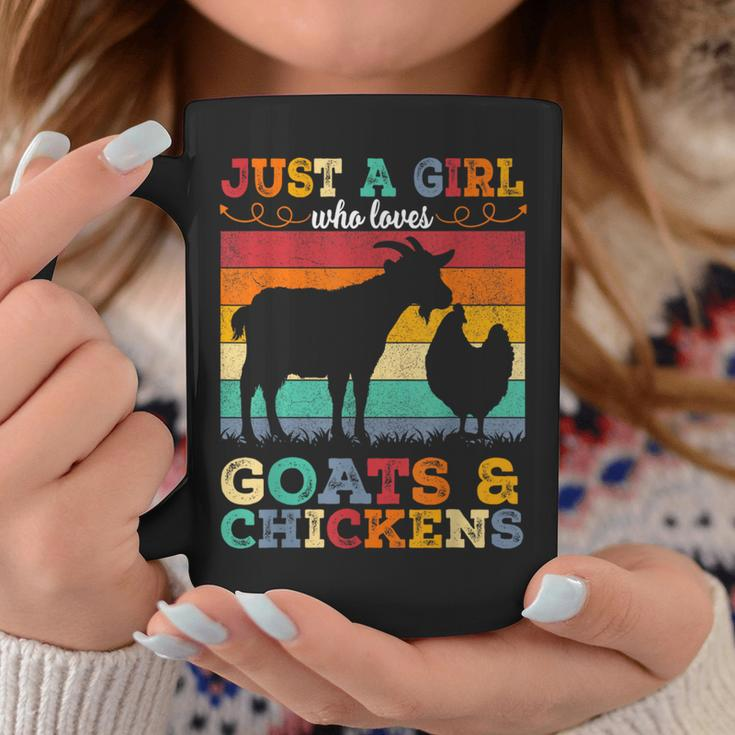 Retro Vintage Just A Girl Who Loves Chickens & Goats Farmer Coffee Mug Funny Gifts