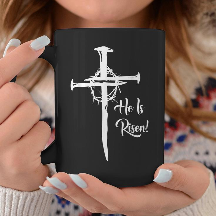 He Is Risen Cross Jesus Religious Easter Day Christians Coffee Mug Unique Gifts