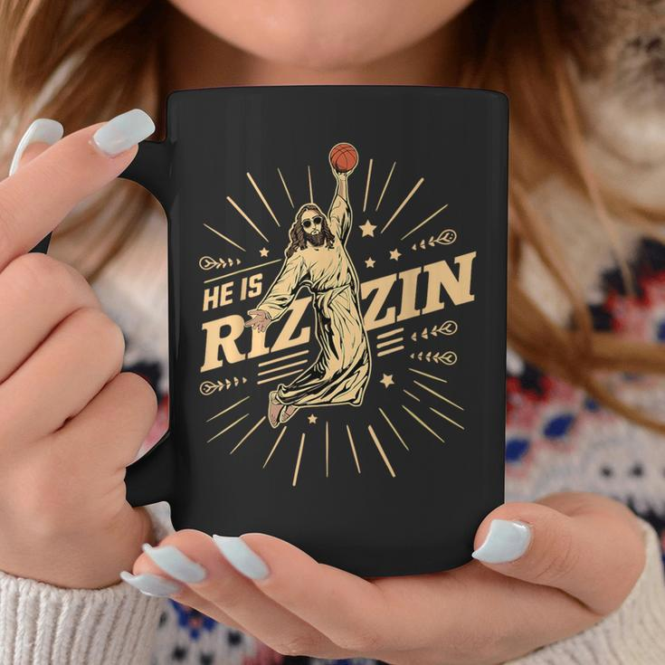 He Is Rizzin Jesus Sports Meme Christian Basketball Coffee Mug Unique Gifts