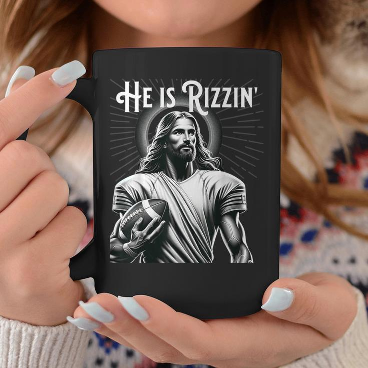 He Is Rizzin Jesus Playing Football Sports Rizz Coffee Mug Funny Gifts