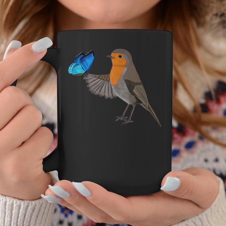 Robin With Blue Butterfly Bird Animal Biologist Coffee Mug Unique Gifts