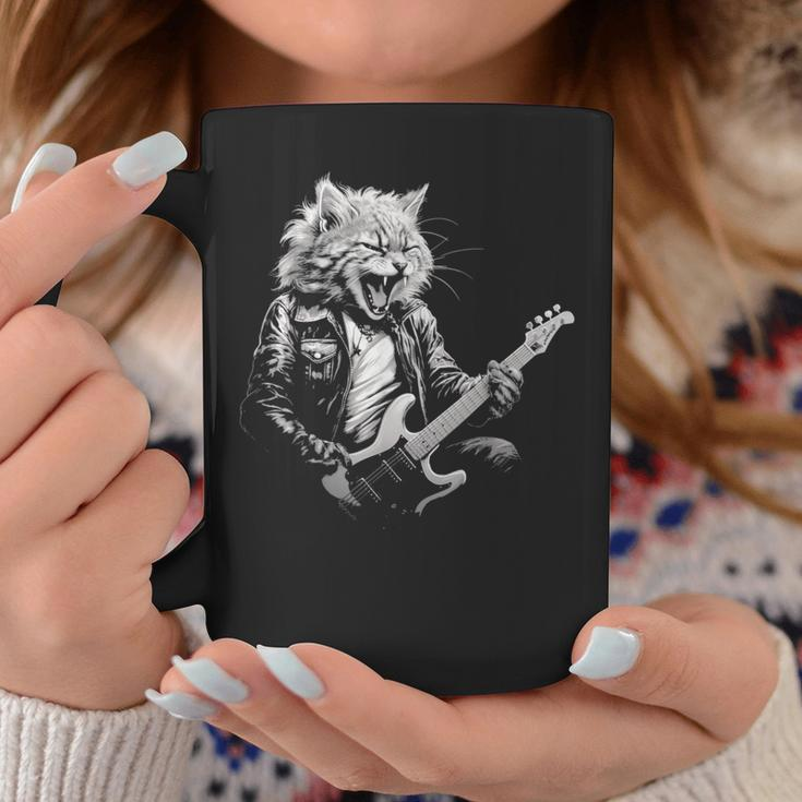 Rock Cat Playing Guitar Guitar Cat Womens Coffee Mug Unique Gifts