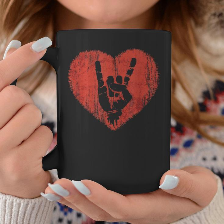 Rock Music Lover Vintage Heart Rock Hand Coffee Mug Unique Gifts