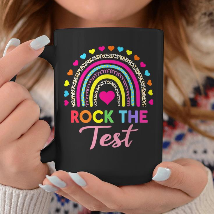 Rock The Test Test Day Teacher Testing Day Rainbow Teacher Coffee Mug Funny Gifts