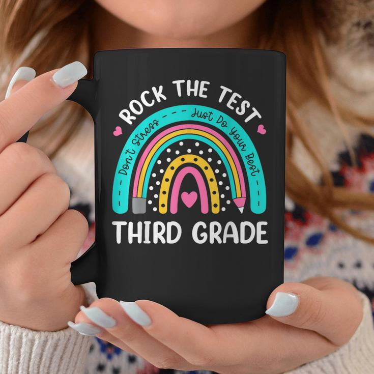Rock The Test Third Grade Rainbow Test Day Teacher Student Coffee Mug Unique Gifts