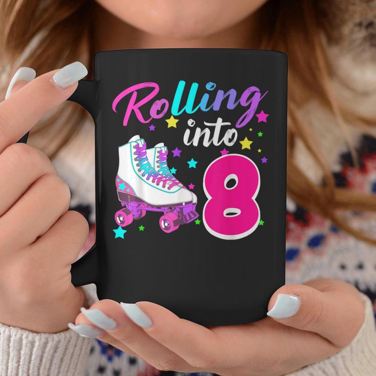 Rollin' Into 8 Roller Skating Rink 8Th Birthday Party Girls Coffee Mug Unique Gifts