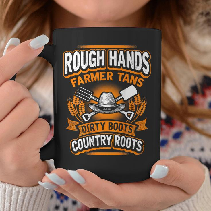 Rough Hands Farmer Tans Farmers Farming Backside Coffee Mug Unique Gifts