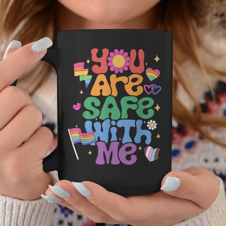 You Are Safe With Me Gay Pride Ally Rainbow Coffee Mug Unique Gifts