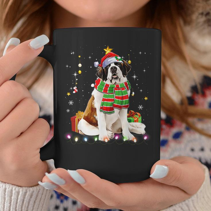 Saint Bernard Santa Fun Christmas Tree Lights Xmas Pjs Boys Coffee Mug Personalized Gifts