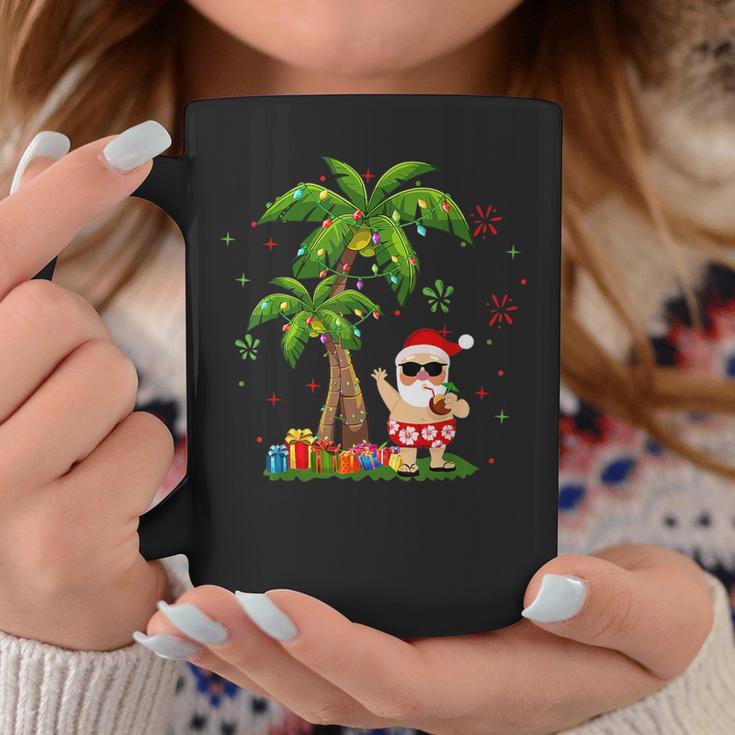 Santa Hawaiian Christmas Palm Tree Lights Coffee Mug Unique Gifts