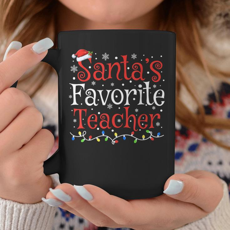 Santa's Favorite Teacher Xmas Santa Christmas Teacher Coffee Mug Funny Gifts