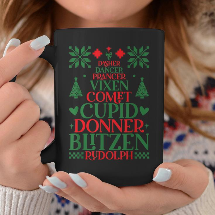 Santa's Reindeer Name Rudolph Family Ugly Christmas Sweater Coffee Mug Funny Gifts