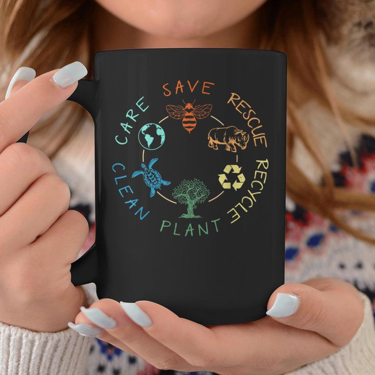 Save Bees Rescue Animals Recycle Plastic Earth Day 2024 Coffee Mug Funny Gifts
