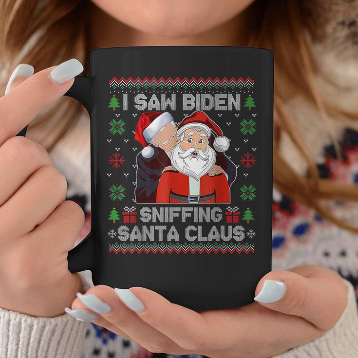 I Saw Biden Sniffing Santa Claus Biden Ugly Xmas Coffee Mug Funny Gifts