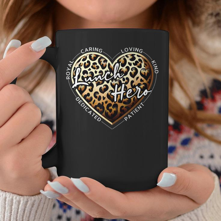 School Lunch Lady Squad A Leopard Heart Food Lunch Hero Crew Coffee Mug Unique Gifts