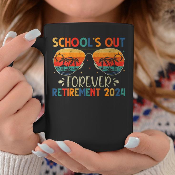 School's Out Forever Retirement 2024 Retro Retired Teacher Coffee Mug Unique Gifts