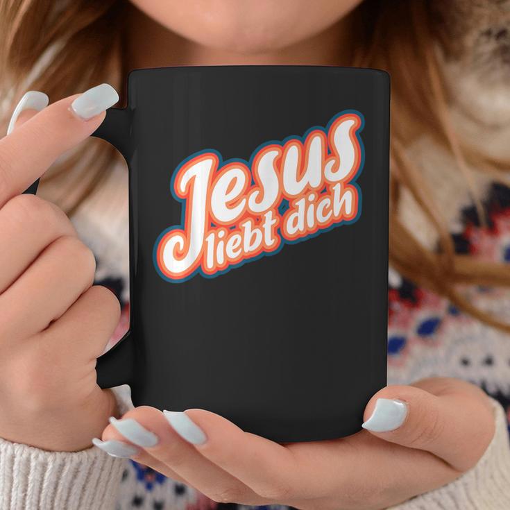 Schwarzes Tassen mit 'Jesus liebt dich' Aufdruck, Christliche Mode Lustige Geschenke