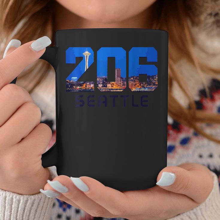 Seattle 206 Area Code Pride Skyline Washington Vintage Coffee Mug Unique Gifts