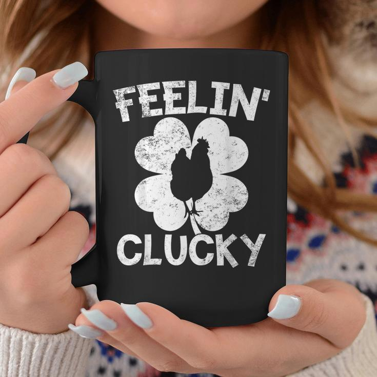 Shamrock Leaf Feelin' Clucky Chicken Lucky St Patrick's Day Coffee Mug Unique Gifts