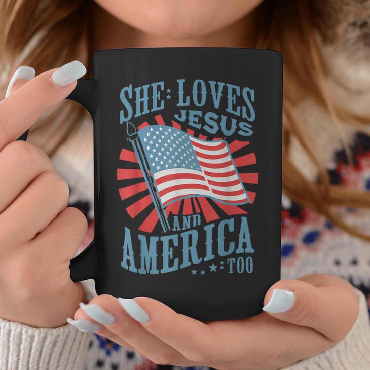 She Loves Jesus And America Too Fourth Of July Women Coffee Mug Unique Gifts