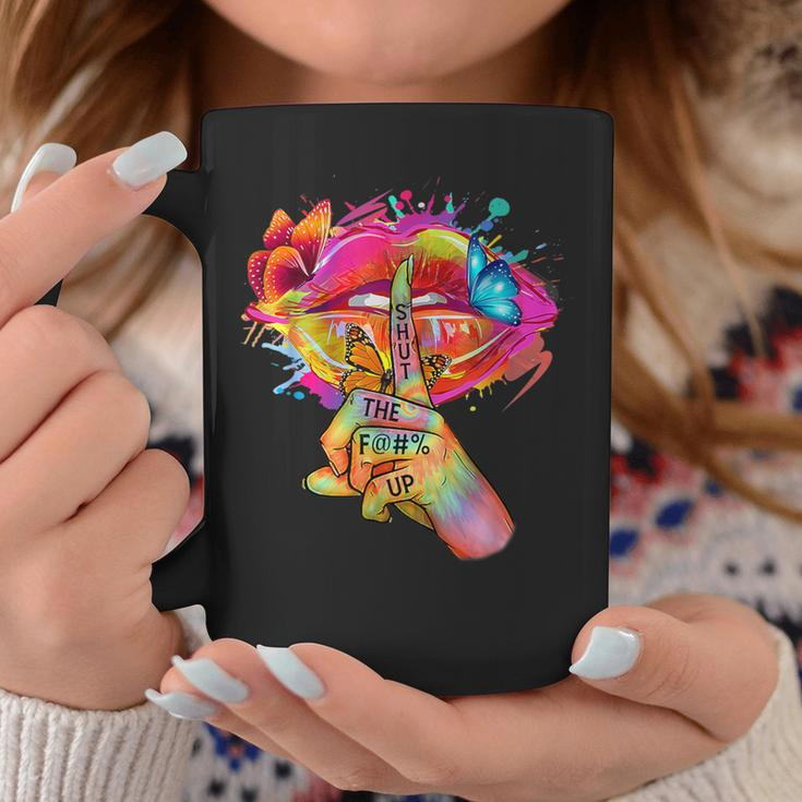 Shut The F--K Up Hippie Tie Dye Trippy Colours Sexy Lip Coffee Mug Personalized Gifts