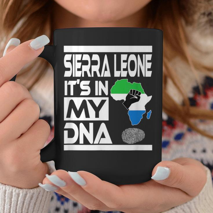 Sierra Leone It's In My Dna With Flag Africa Map Raised Fist Coffee Mug Unique Gifts