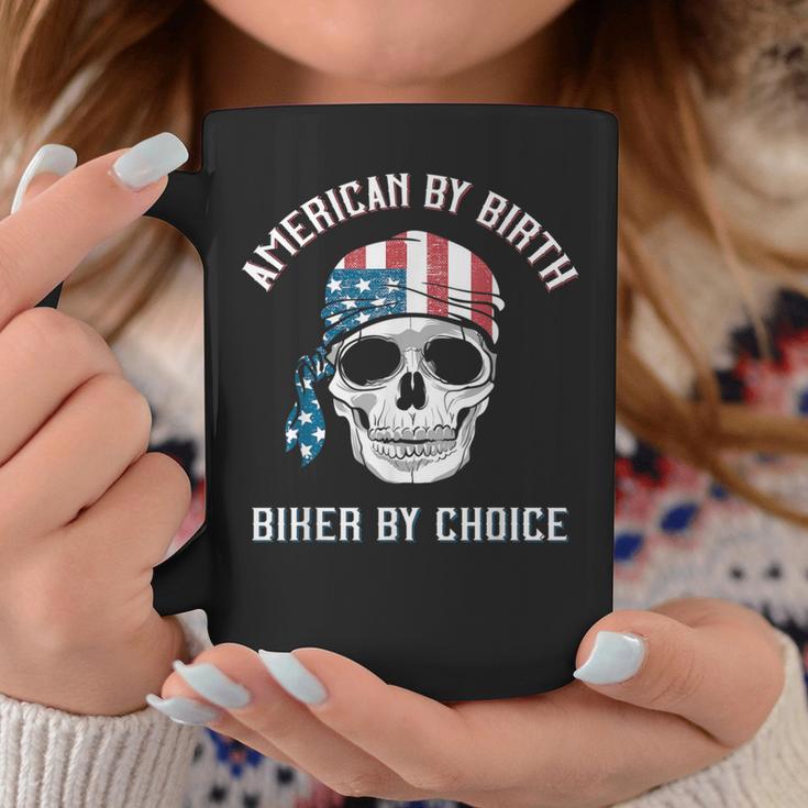 Skull American By Birth Biker By Choice Patriotic Motorcycle Coffee Mug Unique Gifts