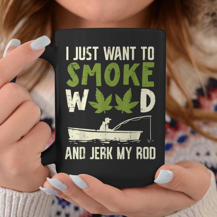 Smoke Weed And Jerk My Rod Fishing Cannabis 420 Stoner Dad Coffee Mug Unique Gifts