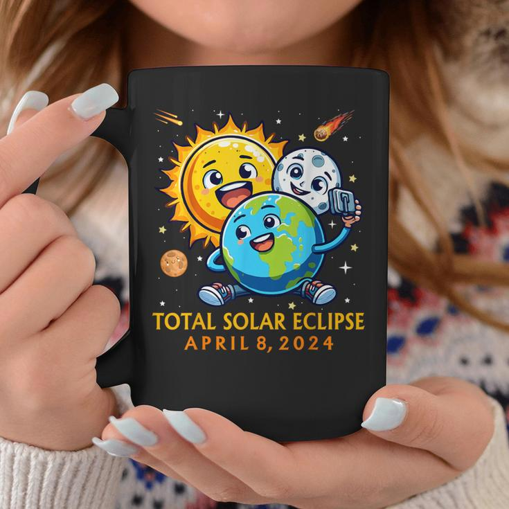 Solar Eclipse April 8 2024 Cute Earth Sun Moon Selfie Space Coffee Mug Funny Gifts
