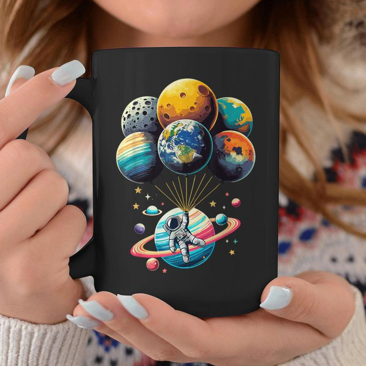 Solar System Astronaut Holding Planet Balloons Space Coffee Mug Unique Gifts