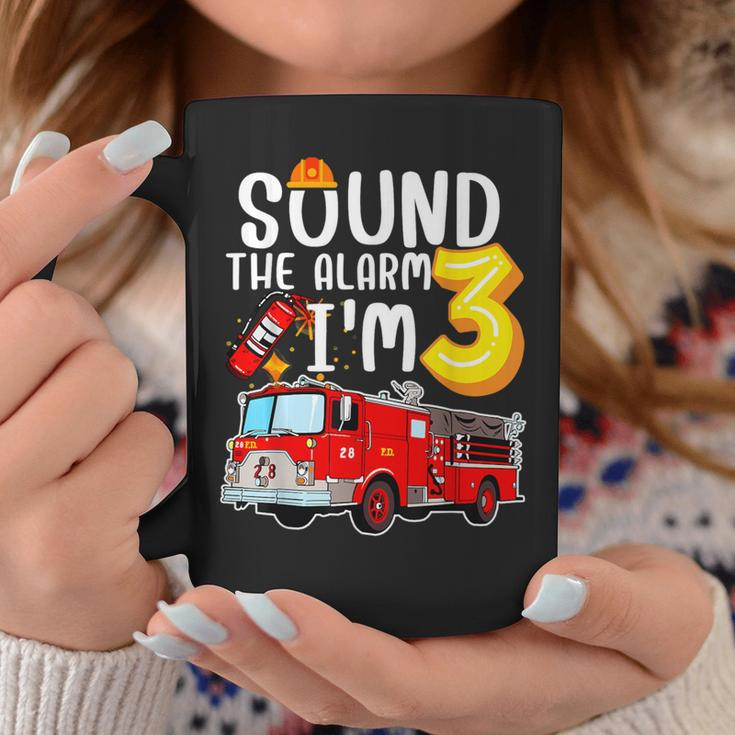 Sound The Alarm I'm 3 3Rd Birthday Fireman Firetruck Boys Coffee Mug Unique Gifts