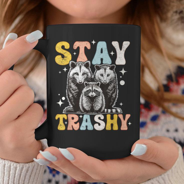 Stay Trashy Raccoon Possum Skunk Groovy Meme Coffee Mug Unique Gifts
