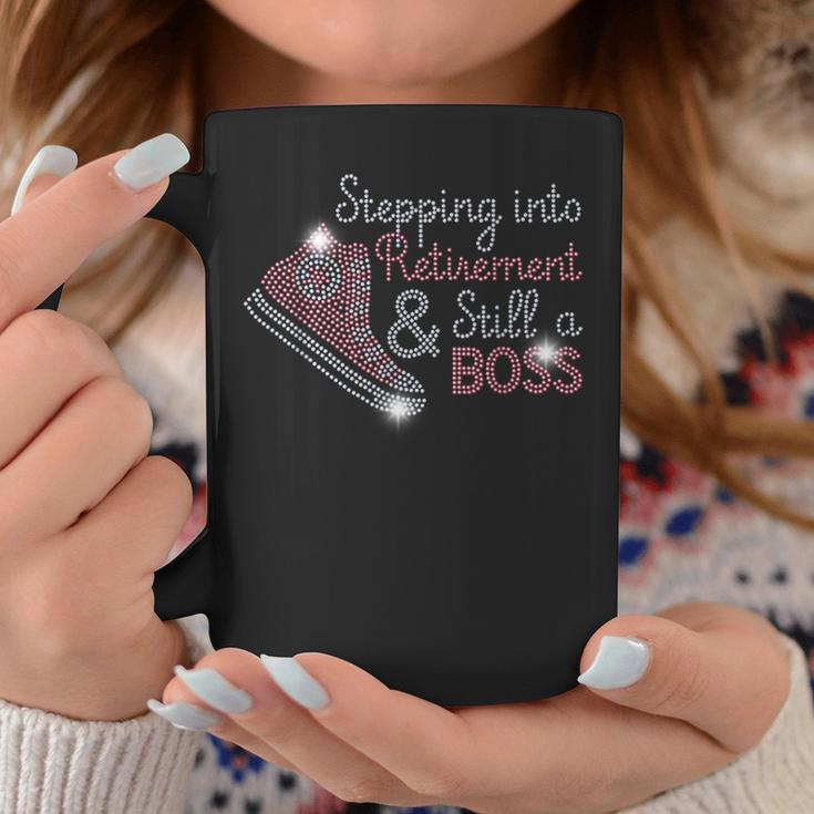 Stepping Into Retirement And Still A Boss Rhinestone Bling Coffee Mug Unique Gifts