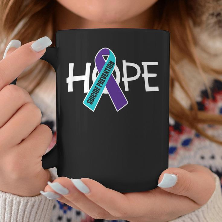 Suicide Prevention Purple Turquoise Ribbon Hope Coffee Mug Unique Gifts