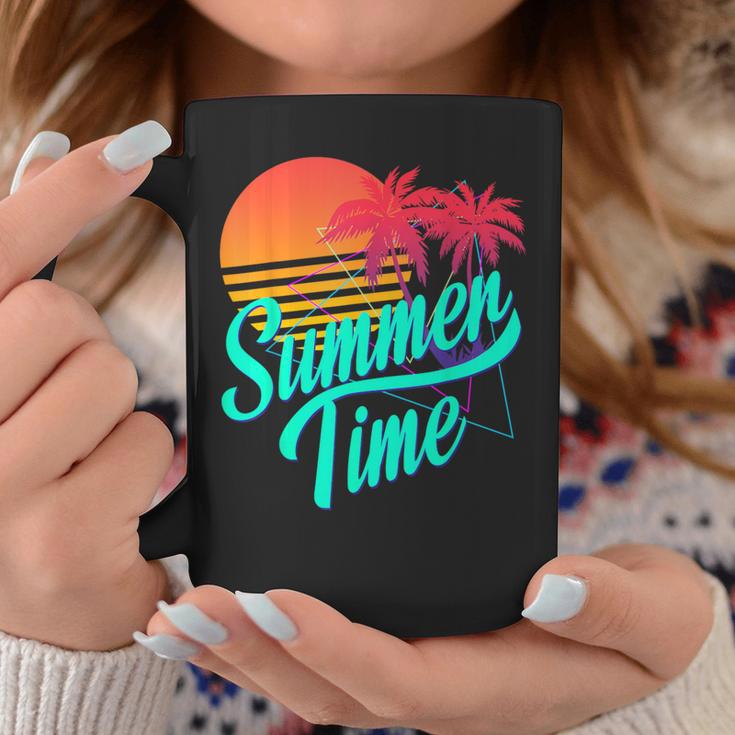 Summer Time Retro 80S Beach Scene With Palm Trees & Sunset Coffee Mug Unique Gifts