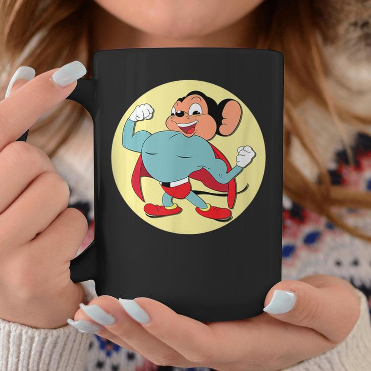 Superhero Cartoon Mouse In Red Cape Vintage Boomer Cartoon Coffee Mug Unique Gifts